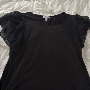 Calvin Klein Women's Sheer Sleeve Black Blouse